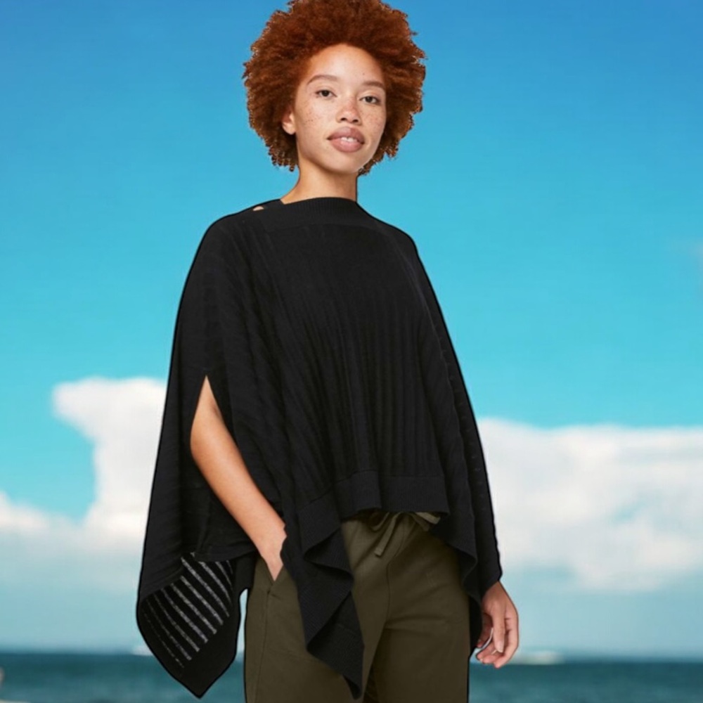 Lululemon Forward‎ Flow Poncho Black One Size Cotton Blend